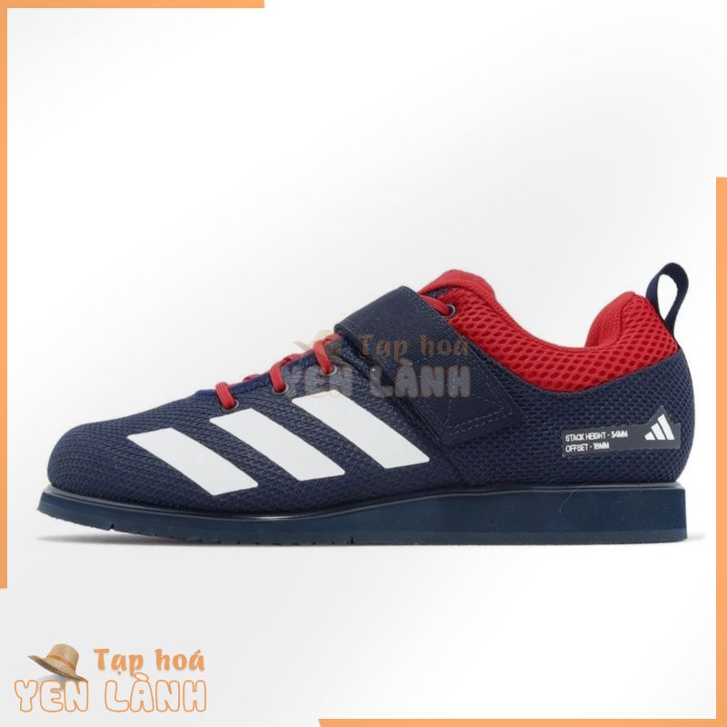 Giày cử tạ adidas Powerlift 5 Xanh đậm Trắng đỏ Velcro nỉ tập luyện nam ổn định [ACS] HQ3530 KM5G