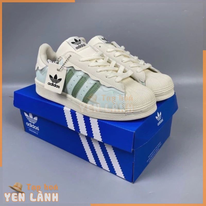 Giày Adidas SuperStar màu xanh siêu đẹp, Giày thể thao das sò xanh nam nữ cổ thấp, đế bệt  cao cấp full boxx