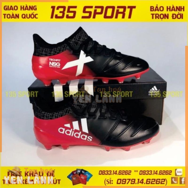 XẢ KHO TẾT Giày Bóng Đá Đinh Cao Adidas X17.1 Leather Đỏ Đen FG