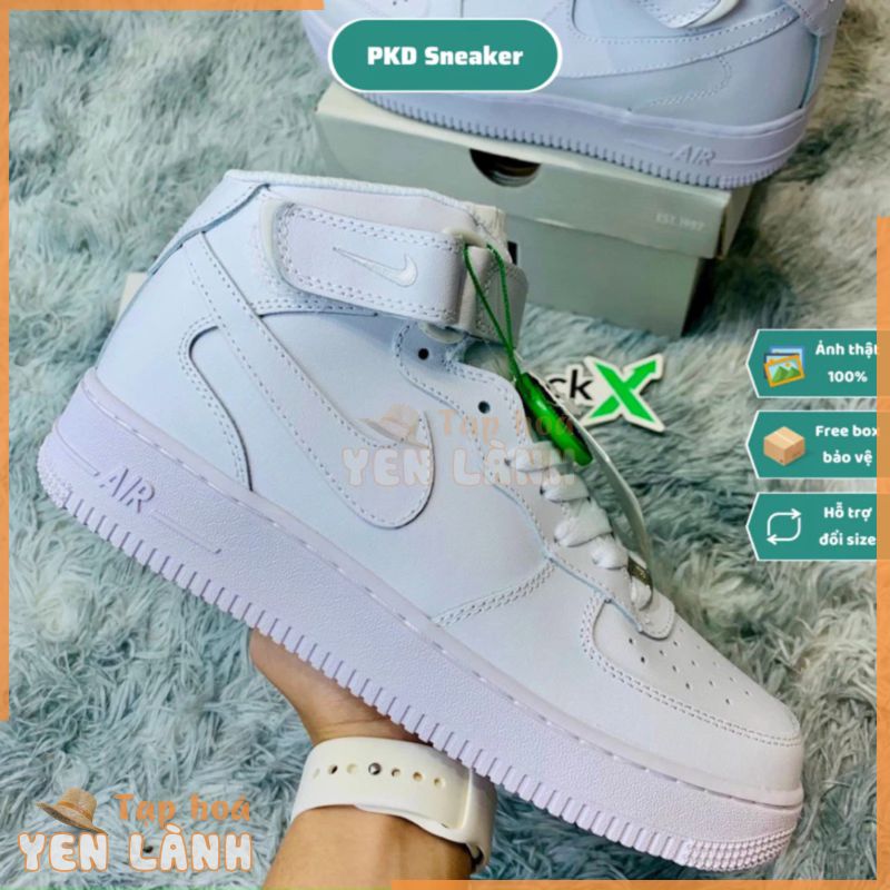 [PKD Sneaker] Giày thể thao cổ cao Air Force 1 AF1 Mid Full Trắng Quốc Dân Dễ Phối Đồ Chất Lượng TC