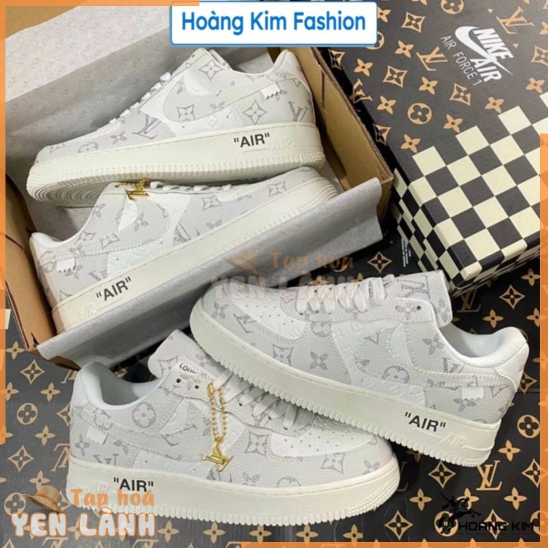 Giày AF1 LV xám Grey, air force one lv đen bản mới cực chất, giày thể thao nam nữ hàng chuẩn FullBoxBill