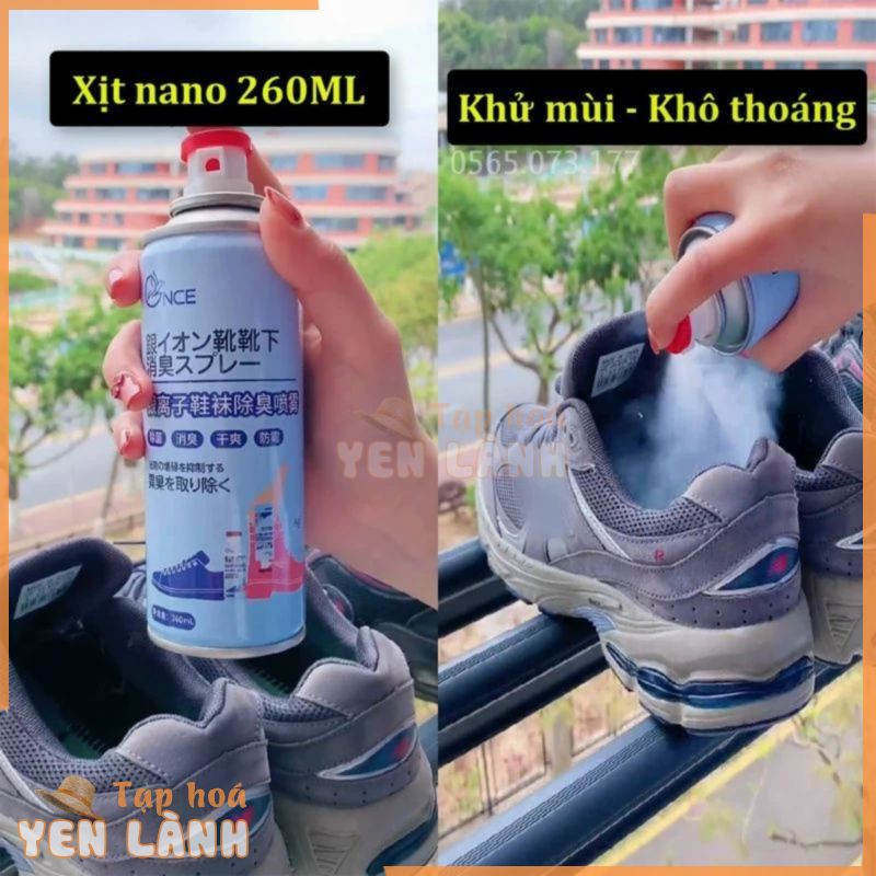 Chai xịt khử mùi hôi giày dép NaNo bạc xịt khử mùi hôi chân