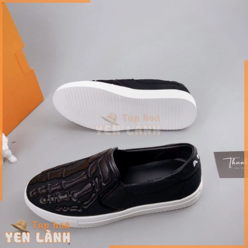 Giày slipon xương Amiri -Mới 2023 giày  lười da hình xươg đế cao su non cao cấp  fun phu kiên bill box