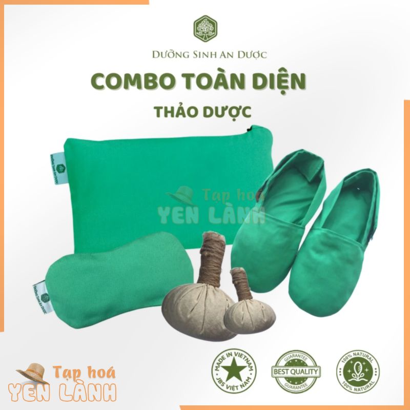 Combo Toàn diện Gối Giày Đắp mắt Bóng Chườm Thảo Dược DƯỠNG SINH Giúp Thư Giãn Giảm Đau Nhức Toàn thân Ngủ ngon giấc