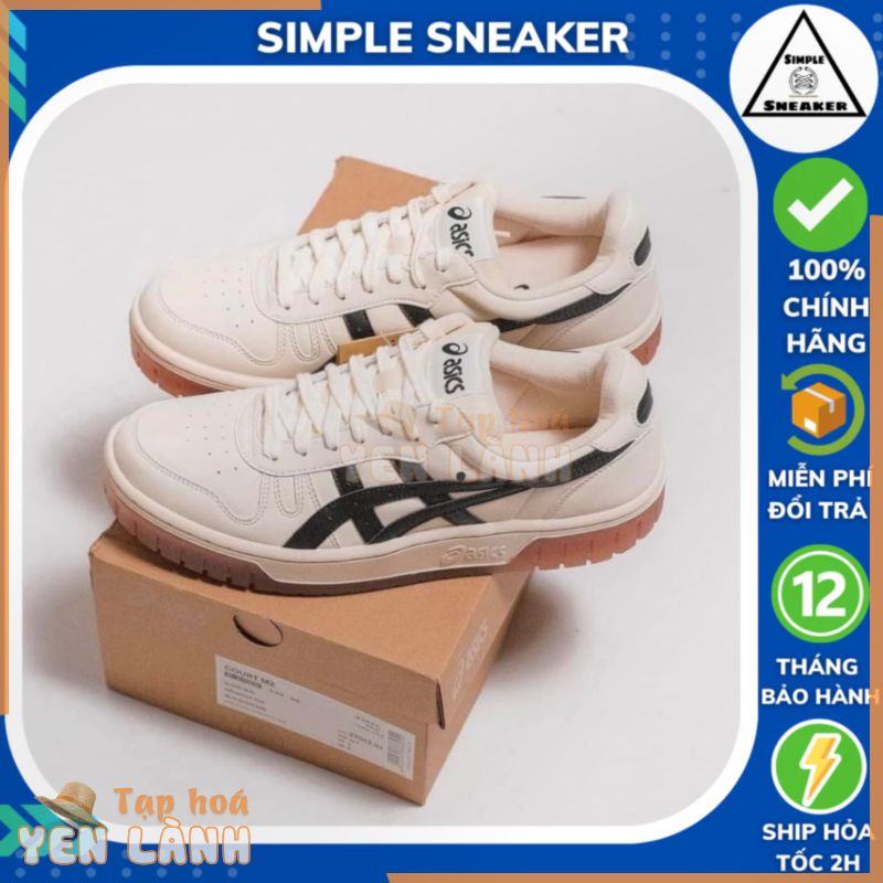 Giày Thể Thao Nam Nữ Asics Court MZ Chính Hãng  SIMPLE SNEAKER  ASICS Court Mz Cream Black Gum Da Cao Cấp Dễ Phối Đồ