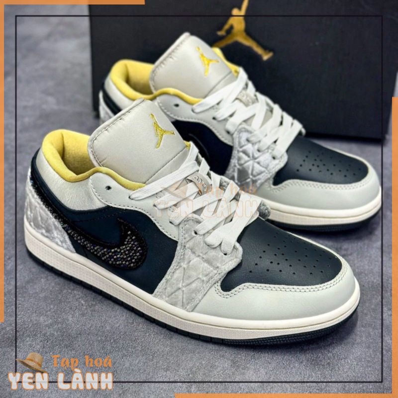 Giày thể thao sneakers nam nữ Jordan 1 Low Beaded swoosh; Giày JD1 vạch đính đá lai auth big size 44 45 shop giaychathp