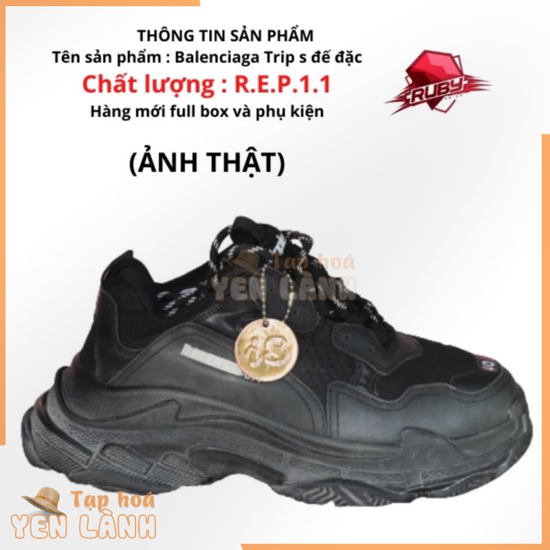 GIÀY THỂ THAO SNEAKER NAM NỮ BA LENCIAGA TRIPLE S MÀU FULL ĐEN BẢN NẶNG ĐẾ TÁCH PHÂN TẦNG CHUẨN CHỮ