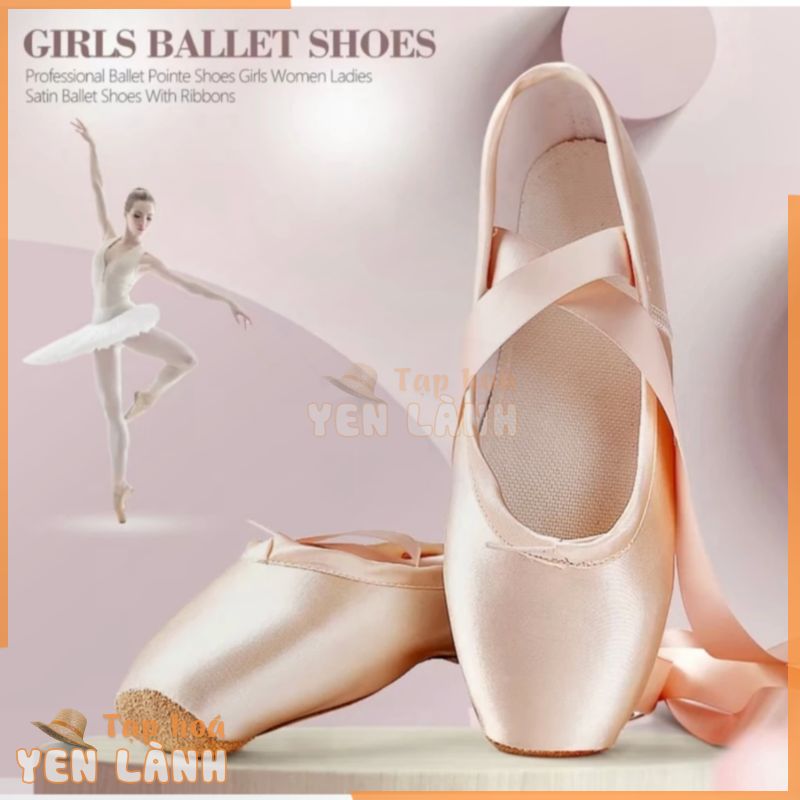 [Có Sẵn] Giày múa ballet mũi cứng ballet shoes Giày bale mũi vuông GM02 – Đồ Múa Tịnh Nhi