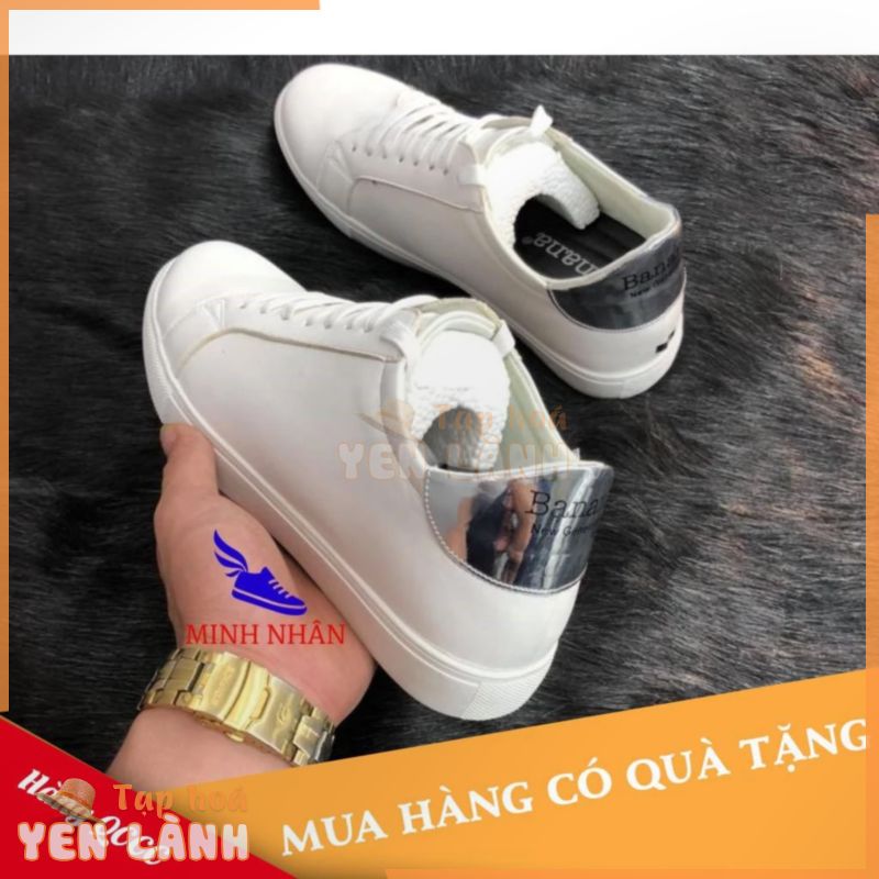 [FREE SHIP] Giày thể thao trắng_Giày sneakers Banana gót bạc tăng chiều cao bí mật 6cm