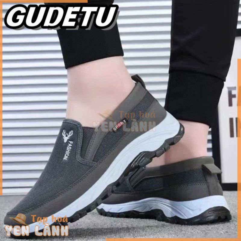 GUDETU  Giày Sneaker Mùa Hè Giản Dị Cho Nam Giày Vải Cho Người Già. Giày Thể Thao Đế Mềm Phối Lưới Thoáng Khí Thời Trang Giày Bảo Hộ Lao Động Chống Trượt Và Chống Mài Mòn Cho Nam Giới.