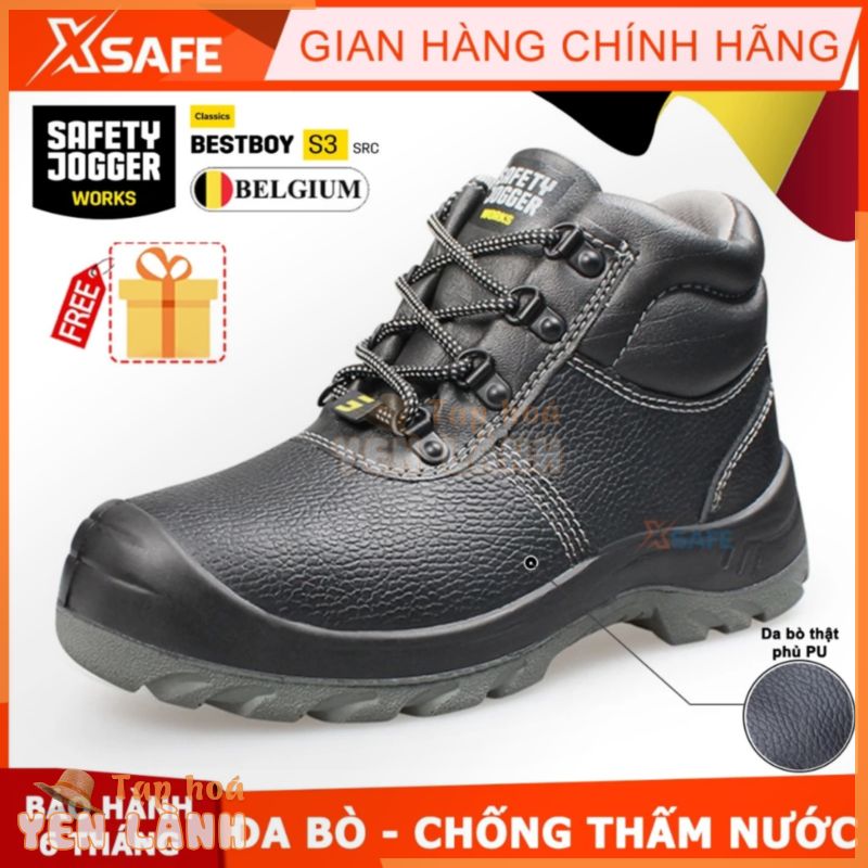 Giày bảo hộ lao động nam Jogger Bestboy S3 cổ cao da bò, chống đinh/ nước/ trượt Giày công trình dáng thể thao – XSAFE