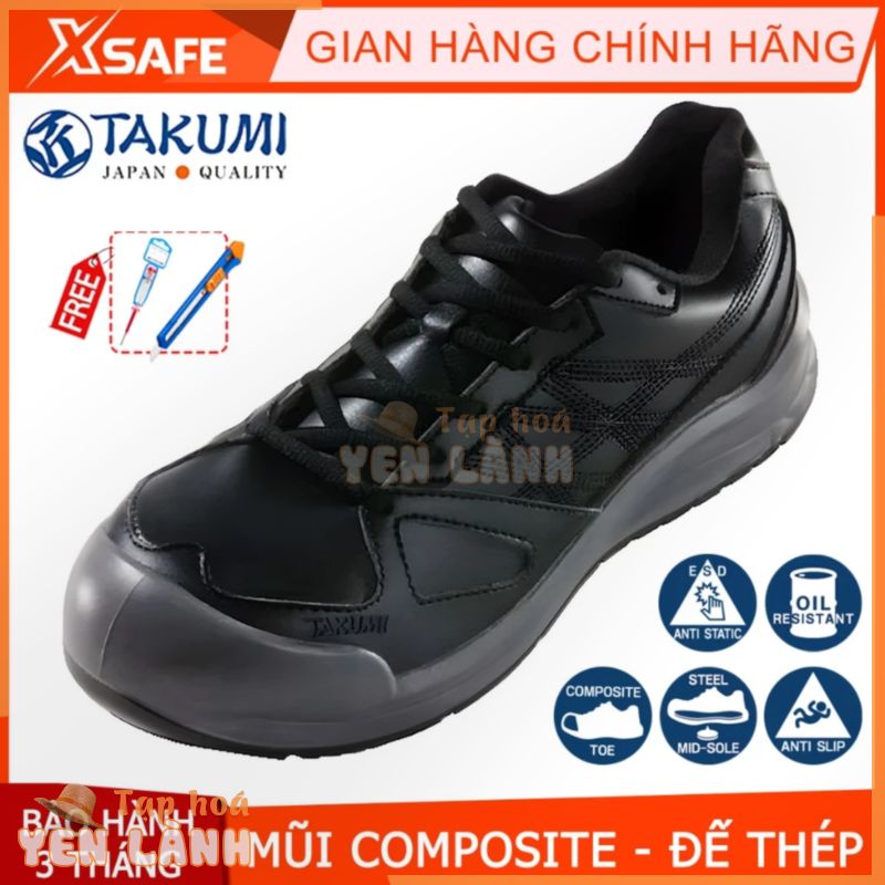 Giày bảo hộ lao động nam TAKUMI-NHẬT SAMURAI lót thép chống đinh trơn trượt, mũi thép Composite chống va đập