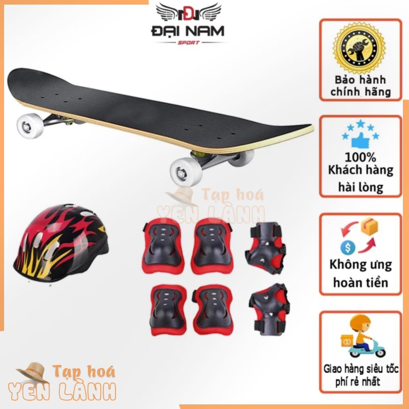 Bộ Ván Trượt Thể Thao Cỡ Lớn Skateboard Mặt Nhám 80cm + Tặng Kèm Bộ Bảo Hộ (Mũ -Bảo Vệ Tay Chân)