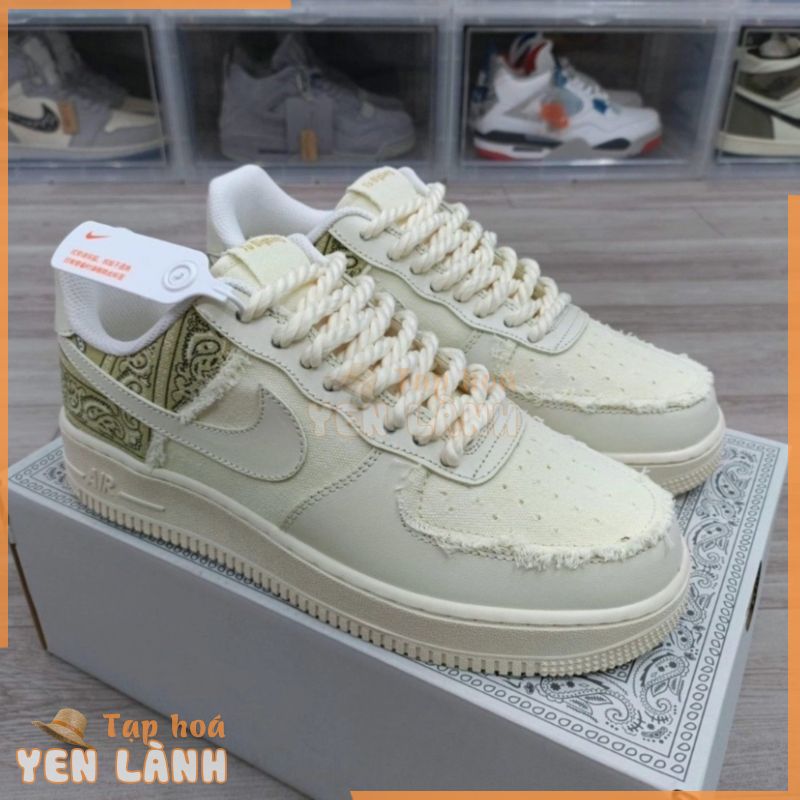 Giày AF1 Big Bang, AF1 dây thừng, Canvas, chất liệu vải thổ cẩm, giày nam nữ cổ thấp, đế air tăng chiều cao