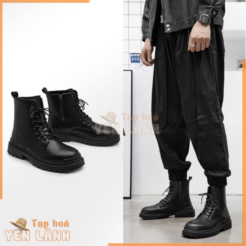 Giày combat boot cổ cao khóa zip The Jinx tăng chiều cao 7cm Black Panther