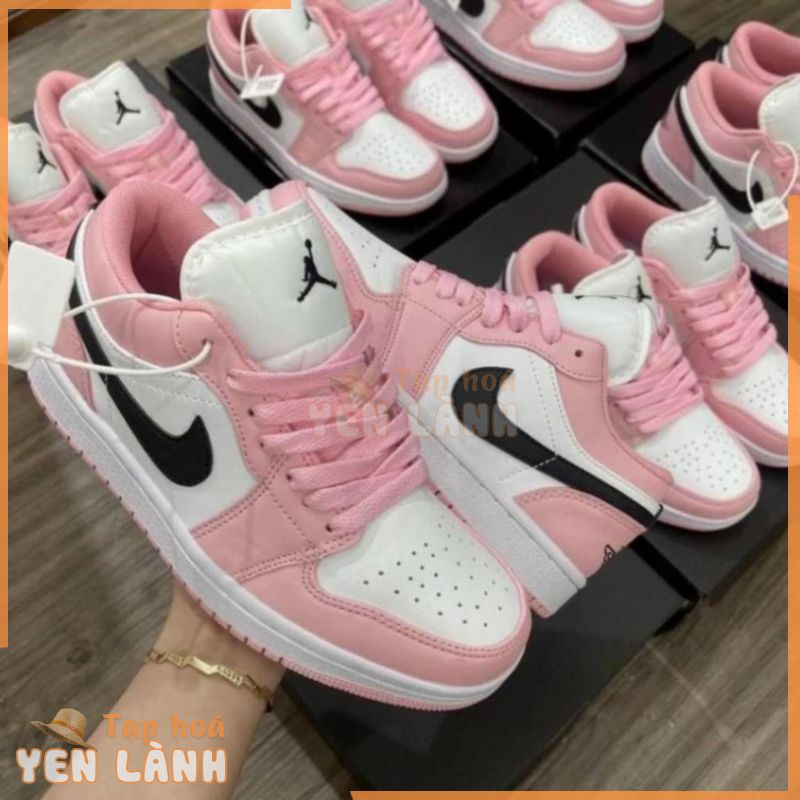 Giày Jordan cổ thấp nữ màu hồng cực xinh, Giày Jordan 1 low pink, Sneaker nữ air jd1 bóng rổ bản đẹp full box bill