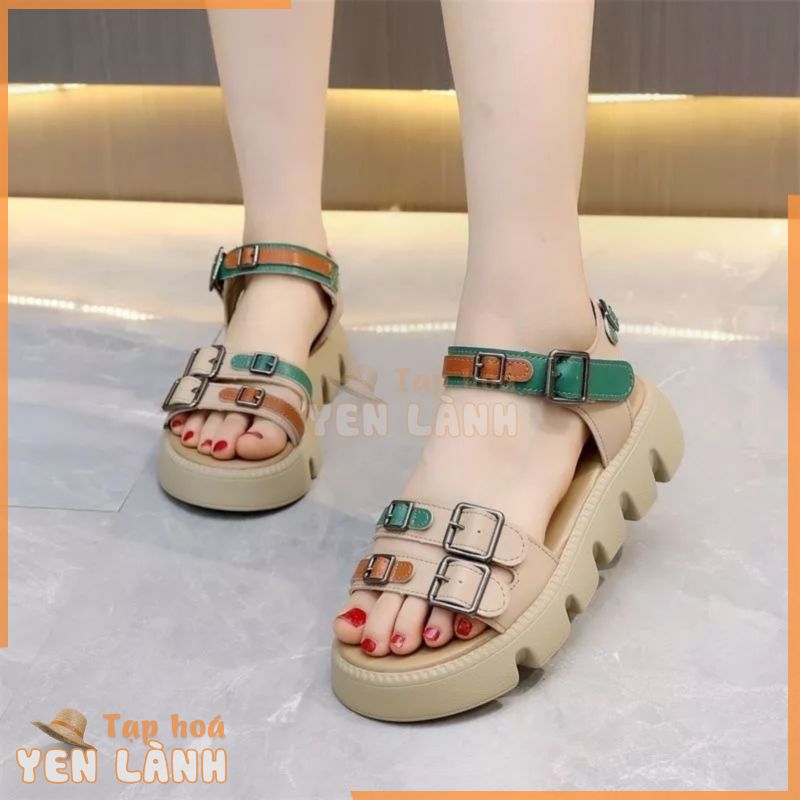 Giày Sandal Đế Dày Retro Nữ Mùa Hè 2024 Phong Cách Mới Cổ Tích Phong Cách Da Thật Chính Hãng Nền Tảng Người Ảnh Hưởng Thời Trang Phù Hợp Với Váy La Mã Giày