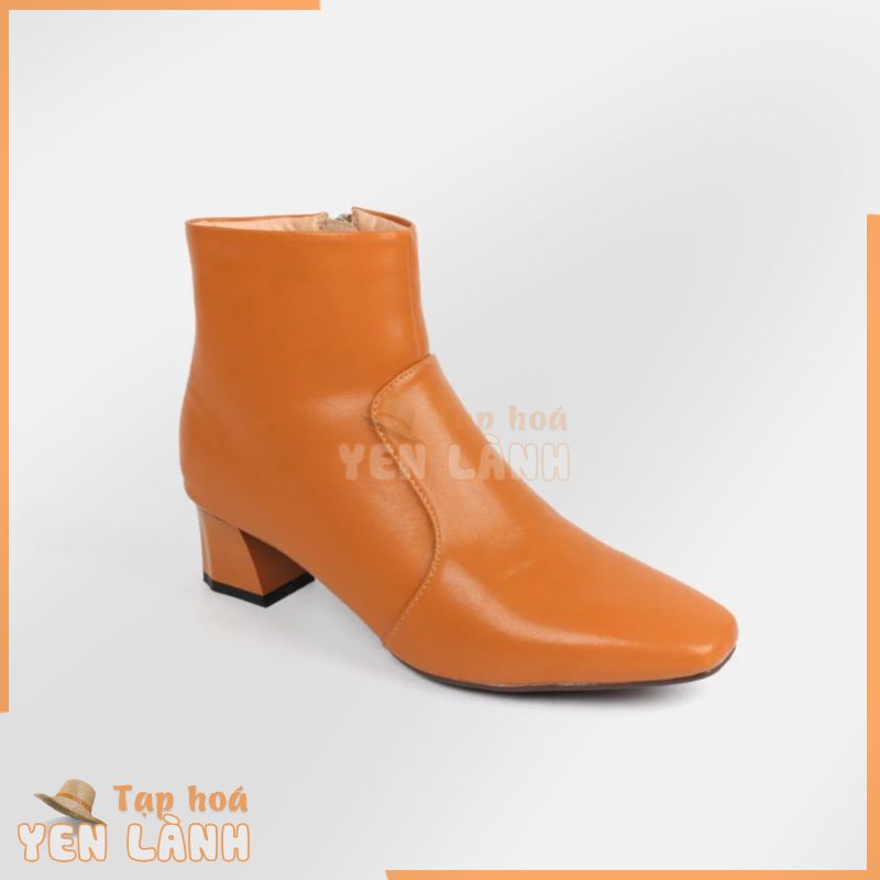 Giày Boot nữ cao gót da bò cao 5cm đế vuông vững chắc thương hiệu VINA-GIẦY C62.EG028