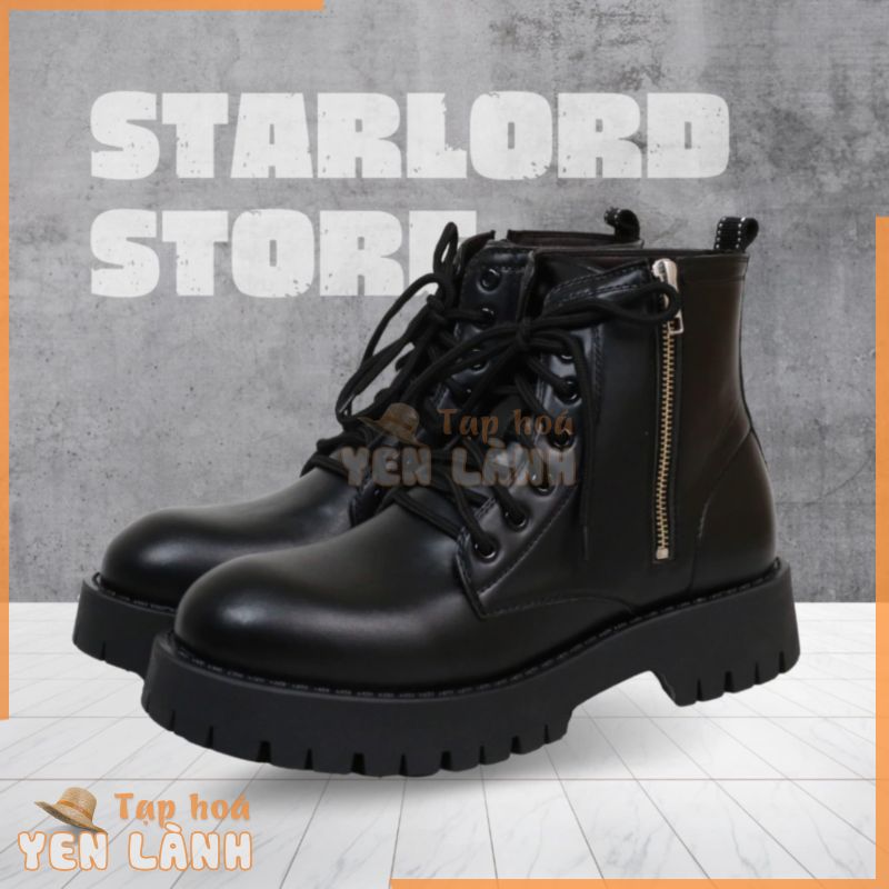 Giày Combat Boot nam nữ StarLord SL1111 màu đen da cao cấp