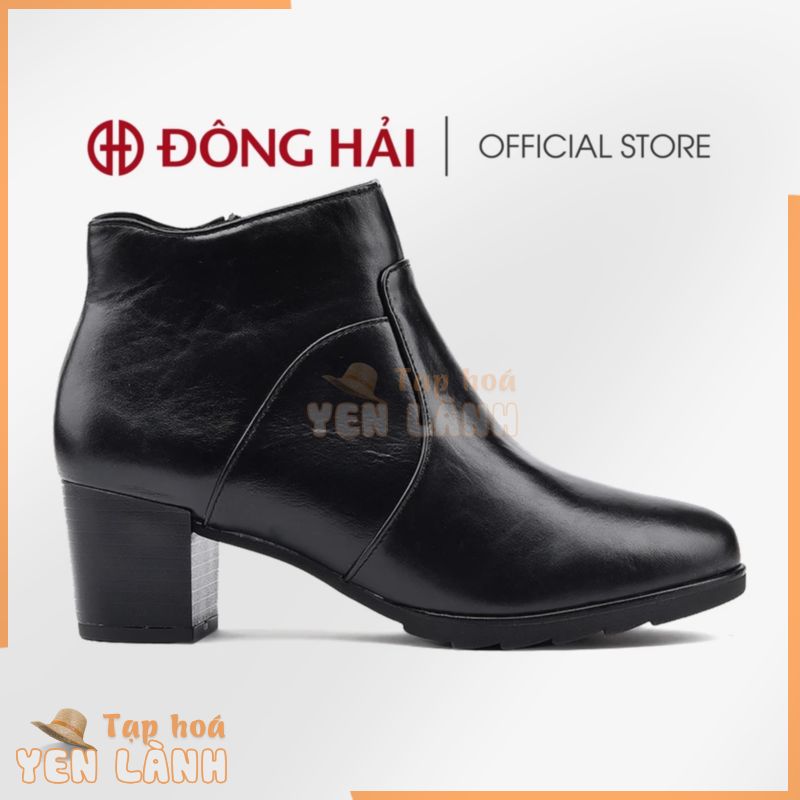 Giày boot nữ Đông Hải da bò gót vuông 5cm tối giản thanh lịch – G7126