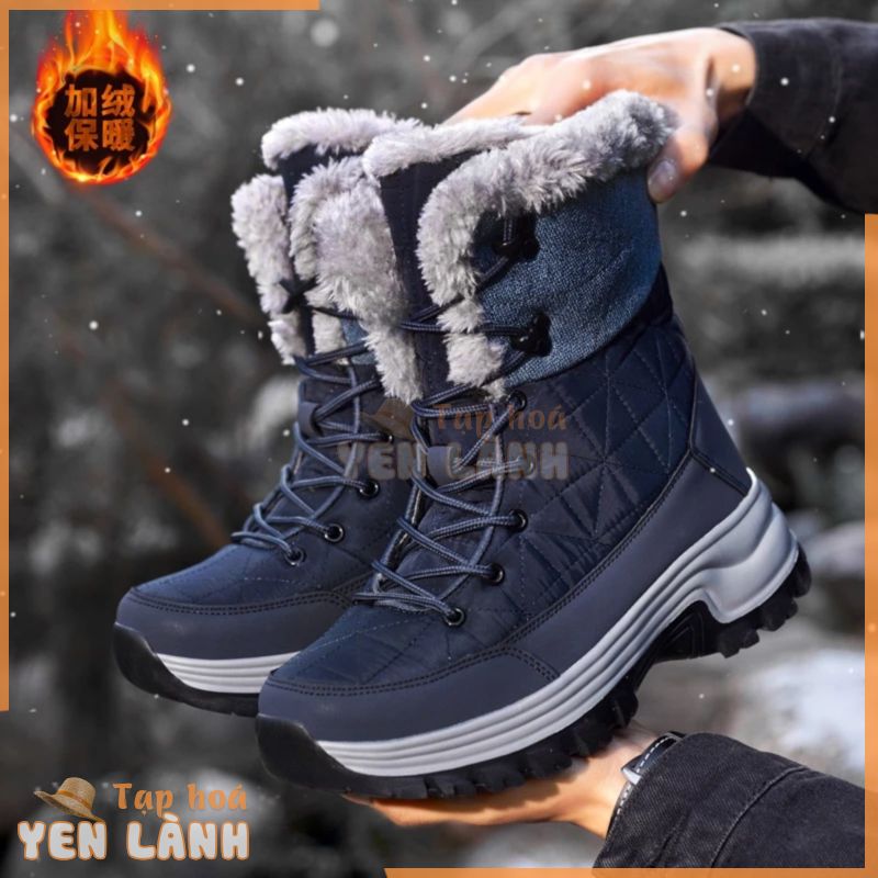 Giày Bốt Đi Tuyết Lót Cotton Dày Dặn Ấm Áp Chống Thấm Nước Cho Nam Giày Boot Cao Gót Thời Trang Sành Điệu