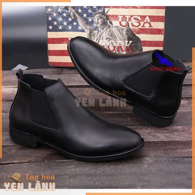 Chelsea boot nam da bò Giày bốt nam cao cổ cao cấp Giày bốt cổ ngắn nam da bò thời trang hàng hiệu giá rẻ C-1