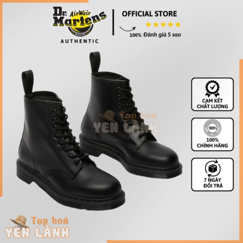 Giày Dr. Martens Chính Hãng Hoàng Phúc 1460 MONO Smooth Leather Lace Up Boots Thời Trang Nữ Cao Cấp