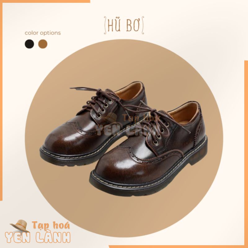 Brogue shoes – Giày da bò nữ (genuine leather) phong cách vintage, retro