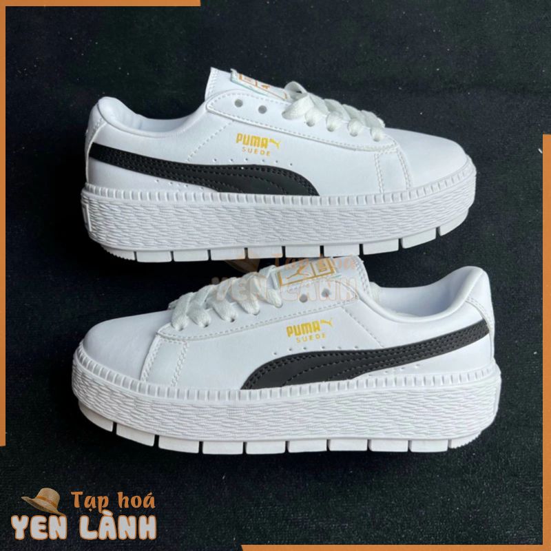 [HÀNG SẴN] GIÀY PUMA TRẮNG ĐEN ĐẾ CAO NỮ, PUMA BTS ĐỘN ĐẾ NỮ ảnh thật tự chụp fullbox+freeship