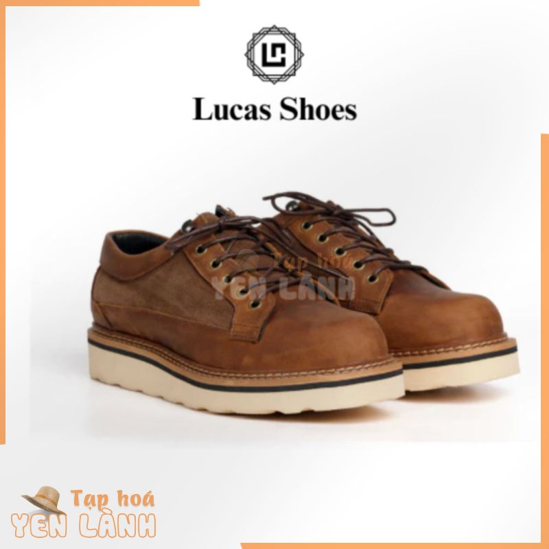 Giày da bò sáp nam bụi bặm Helios Moctoe Derby màu nâu (Da Sáp ngựa) Lucas Shoes bảo hành 1 năm