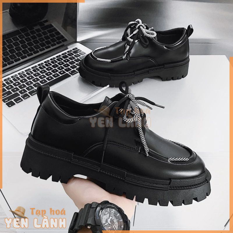 ✔️TẶNG QUÀ Giày boot da nam cổ lửng buộc dây, giầy tây hàn quốc dr martens ulzzang  thời trang đế tăng cao N17