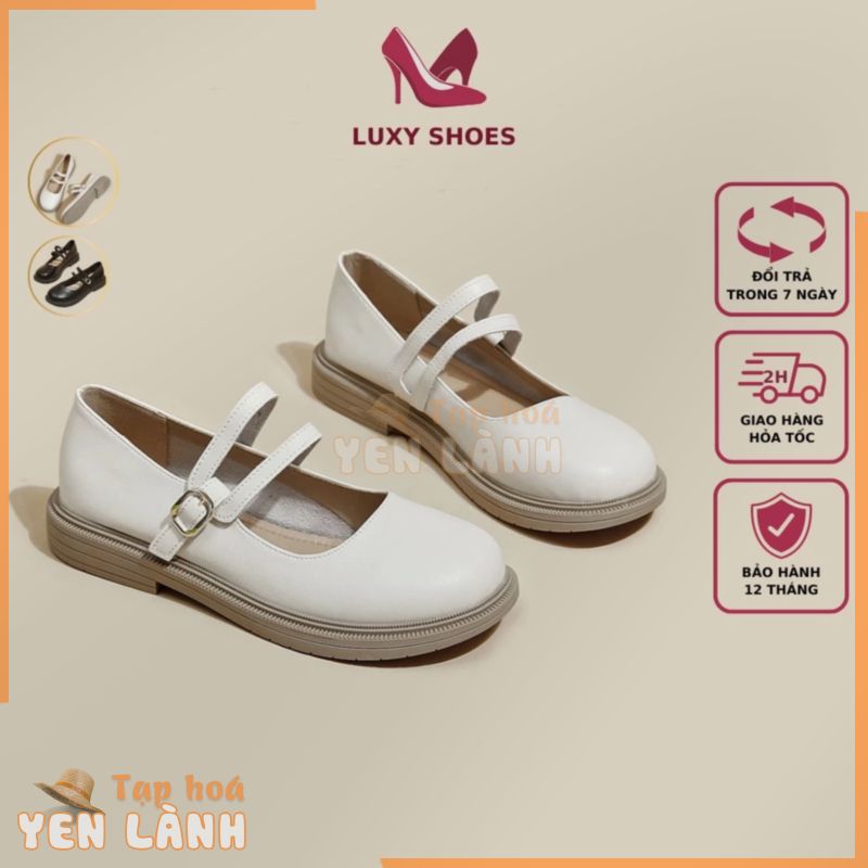 Giày búp bê nữ Lolita đế bằng có quai, da mềm cá tính LuxyShoes LX24