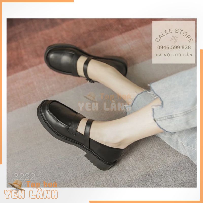 Giày Sandals Da Mềm nữ lolita đế 3cm, Giày búp bê quai trên màu đen trắng kem mũi tròn ulzzang hàn quốc CÓ SẴN 3222