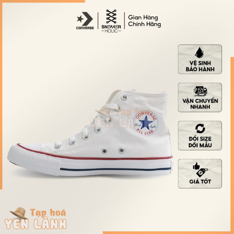 Giày Sneaker Nam Nữ CONVERSE Chuck Taylor All Star Classic High White – M7650C – Classic Cổ Cao Trắng, Thời Trang Unisex