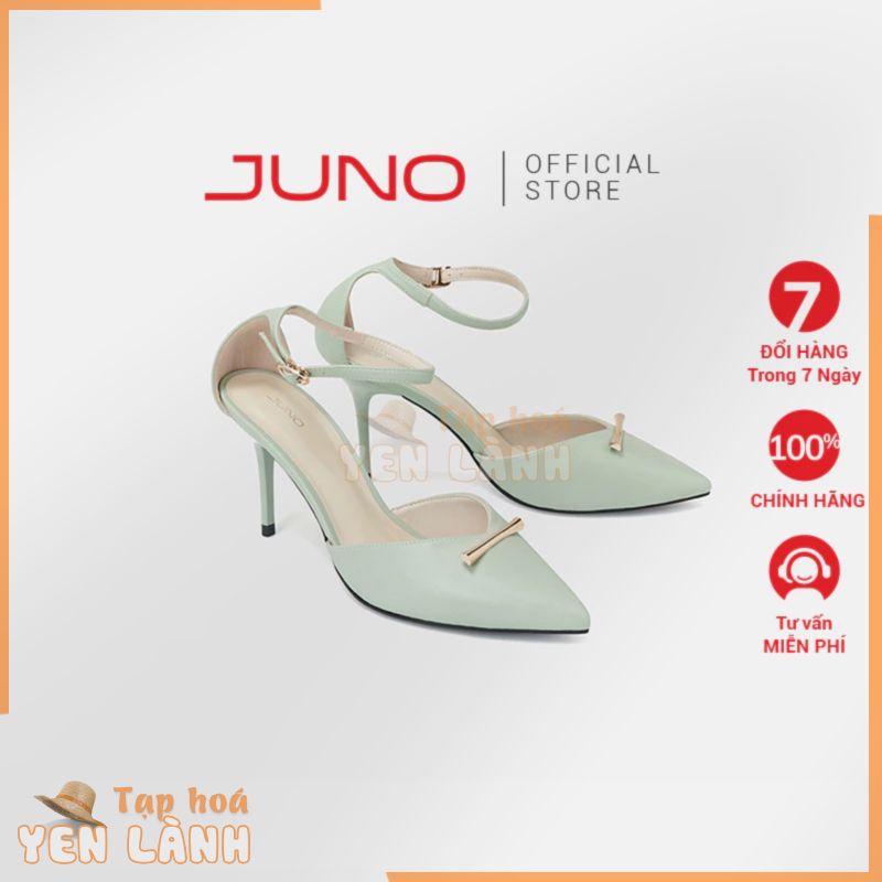 Giày Cao Gót Nữ 9cm Thời Trang JUNO Mũi Nhọn Đính Khóa Trang Trí CG09158