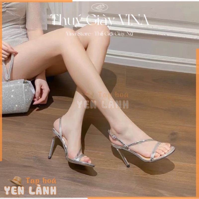 Dép sandal cao gót nữ,giày nữ 9p đế nhọn quai chéo hot 2024,dày cao gót THUÝ GIÀY VINA STORE mã S11