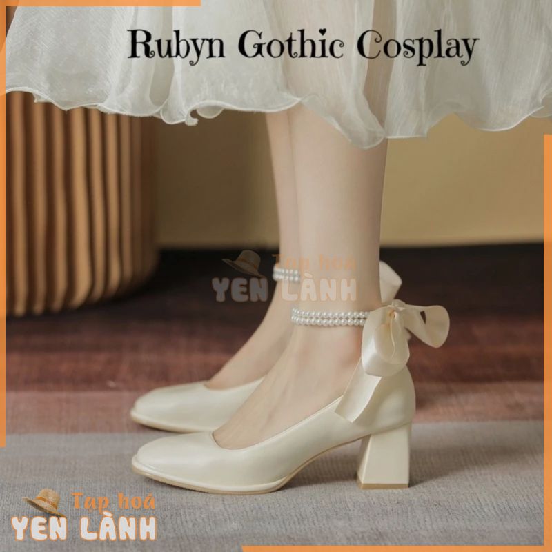 (Sẵn) Giày Lolita Cao Gót Quai Hạt Cột Nơ Tiểu Thư Công Sở ( Size 35-39 ) 829