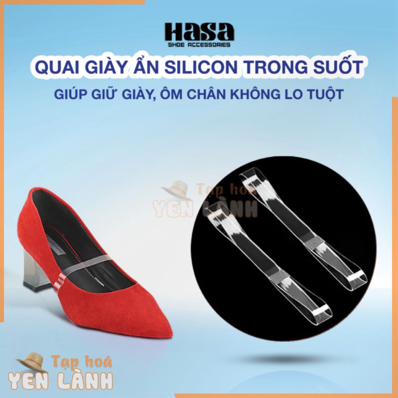 Dây quai giày cao gót ẩn silicon trong suốt giúp giữ giày ôm chân không bị tuột khi mang HASA QG01