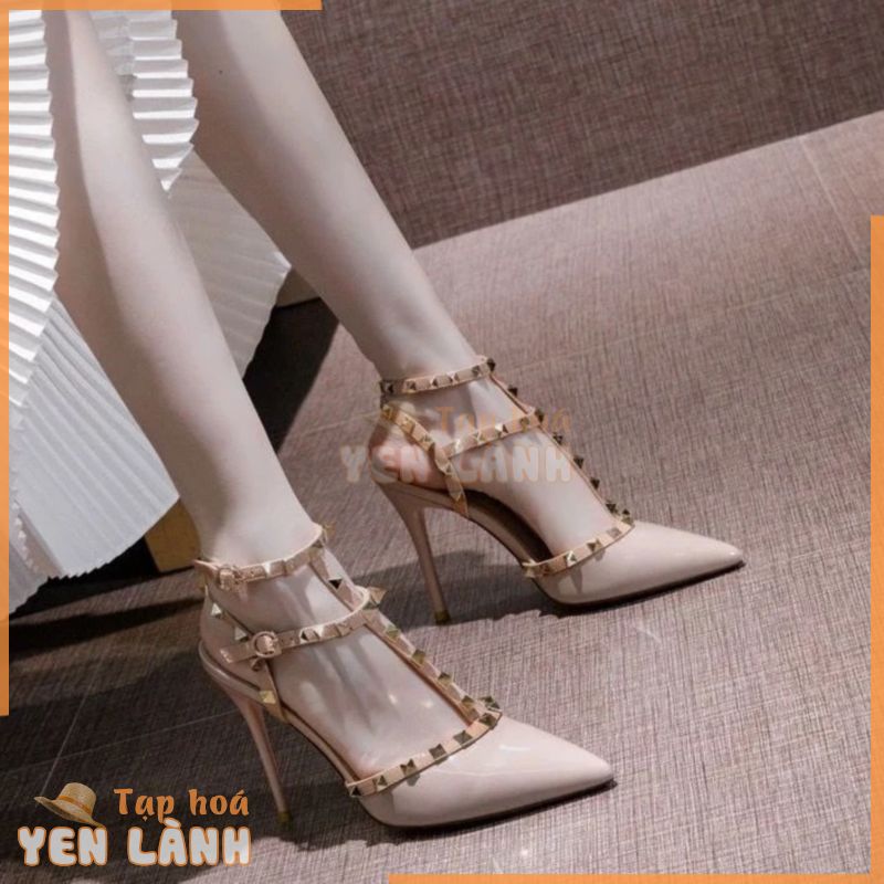 Giày Cao Gót Mũi Nhọn Size Lớn Phối Đinh Tán Thời Trang Xuân Thu 2023 Dành Cho Nữ Se giày cao gót ysl đế đỏ Giày phụ nữ thanh lịch và thời trang