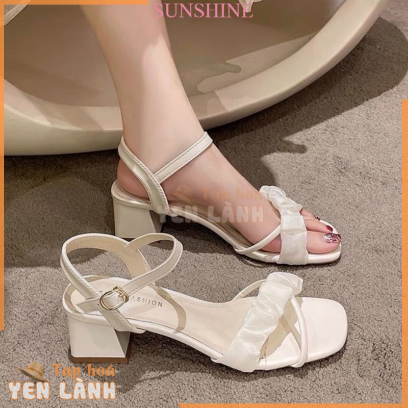 GIÀY SANDAL SIZE 35- 43 CAO GÓT S70 NỮ ĐÊ VUÔNG 7P MÀU ĐEN, TRẮNG SANG CHẢNH, QUÝ PHÁI