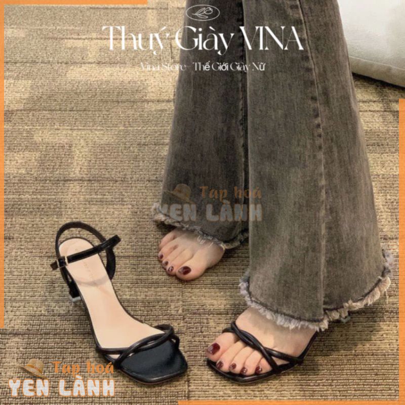 giày sandal cao gót nữ đế nhọn 5-7phân THÚY GIÀY VINA đen trắng mặc áo dài,dự tiệc hot 2024 mã K1