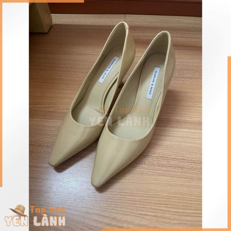 Giầy cao gót tone nude vàng size 35