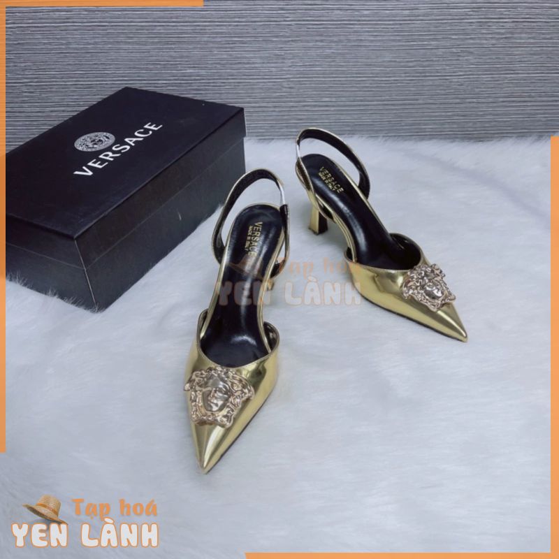 Giày Cao Gót Nữ Versace Nữ Hoàng Medusa Vàng Chính Hãng Da Stiletto 7cm Thời Trang Gợi Cảm Thoáng Khí Giày Nữ