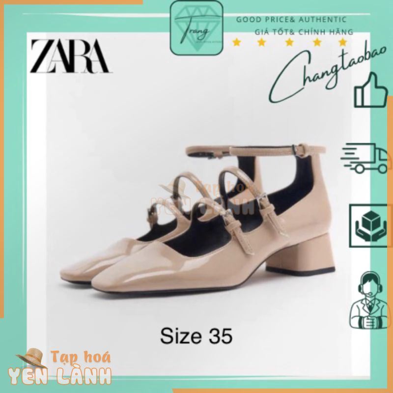 Zara Auth Giày cao gót màu hồng nude size 35 chân 22,5cm