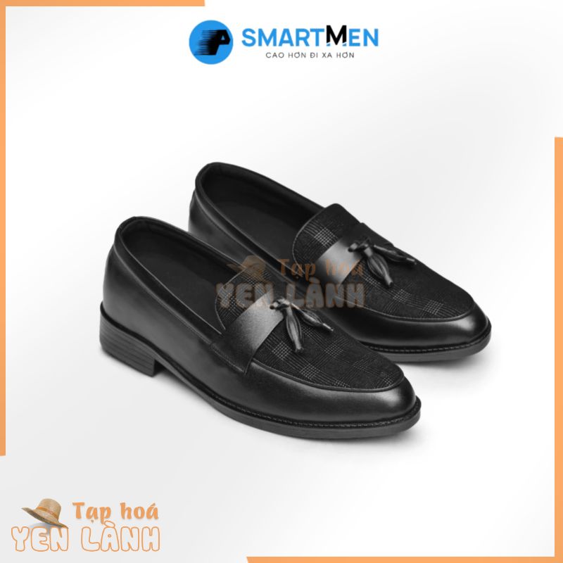 Giày lười Da bò tăng chiều cao Smart Men HCM GLC-42 Đen