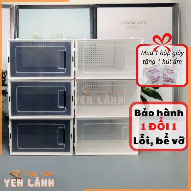 Hộp Đựng Giày Nắp Nhựa Cứng, Hộp Để Giày Dép Cửa Nắp Ngang Lắp Ghép Thông Minh Chịu Lực Cao