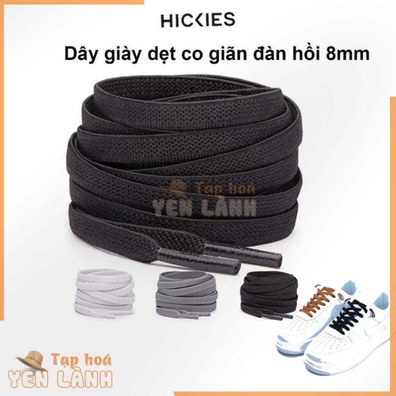 1 cặp dây giày co giãn, dẹp rộng 8mm, dài 100cm cho giày thể thao nam nữ, trẻ em- hickies