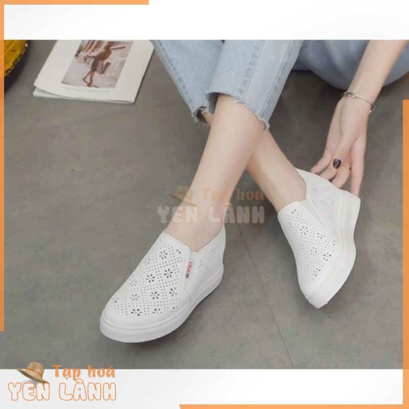 [Hàng chuẩn loại 1 – Sẵn 35-39] Giày slip on đế độn cắt lazer độc quyền FULLBOX, đi chơi, dạo phố, năng động, thoải mái