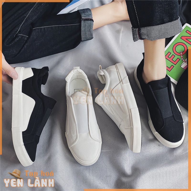 Giày thể thao nam màu đen trắng không dây đẹp, giày sneaker nam chạy bộ đi chơi trẻ trung năng động 3900