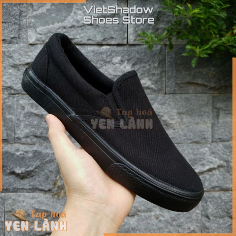 Slip on nam – Giày lười vải nam LEiNiER – Chất liệu vải bố 3 màu (đen), (trắng) và (đen tuyền) – Mã SP 228